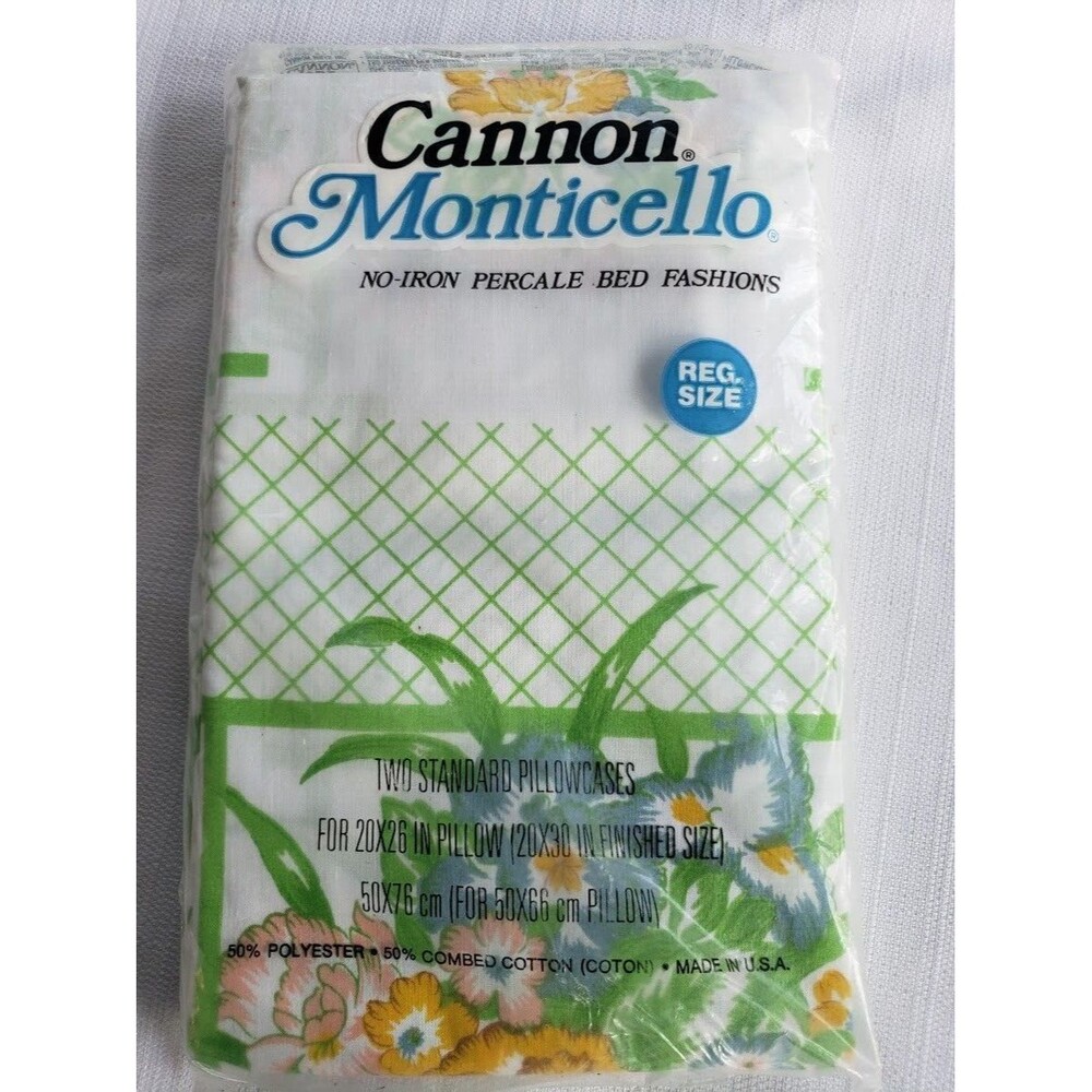 Vintage Cannon Monticello Two Standard Pillowcases  - NEW
